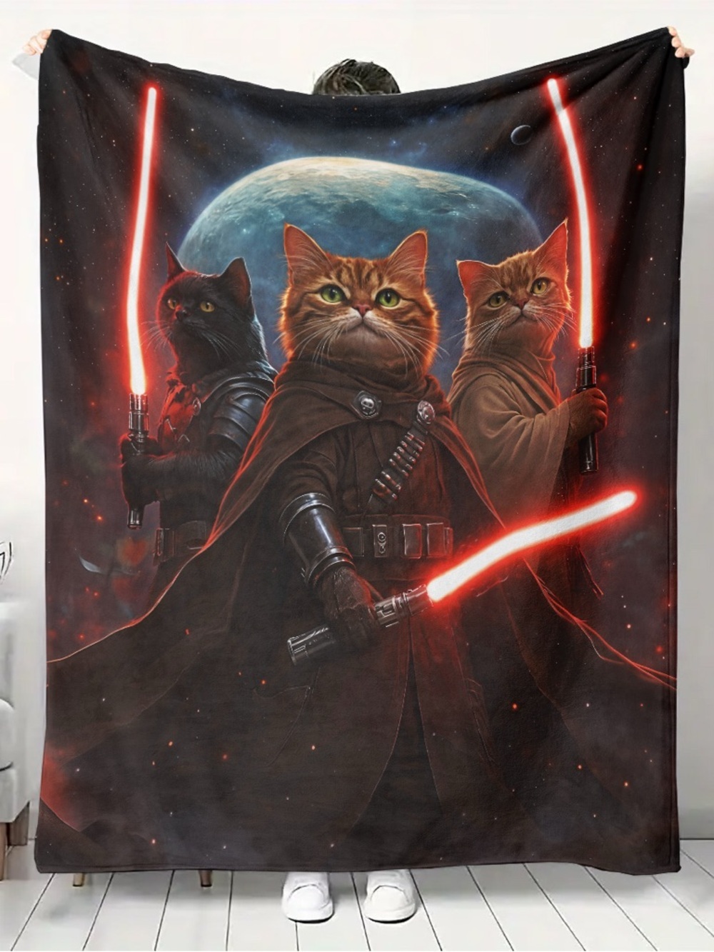 Galactic Warrior Cats Red Lightsaber Blanket